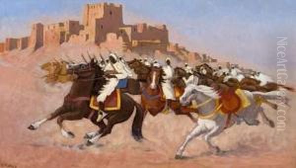 Cavalcade Au Maroc. Oil Painting by Gill Julien Matthey
