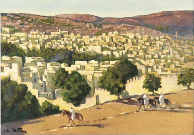 Cavaliers Approchant De Fes (maroc) Oil Painting by Gill Julien Matthey