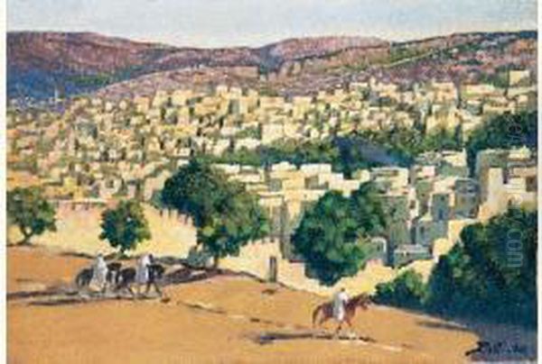 Vue De Fes Oil Painting by Gill Julien Matthey