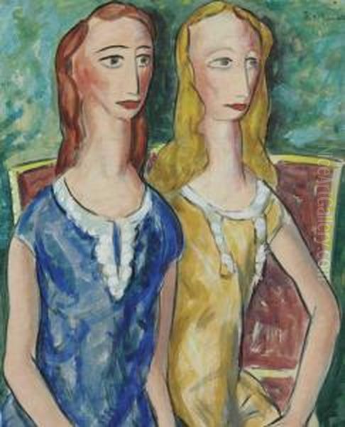 Two Seated Girls Oil Painting by Alfred Henry Maurer
