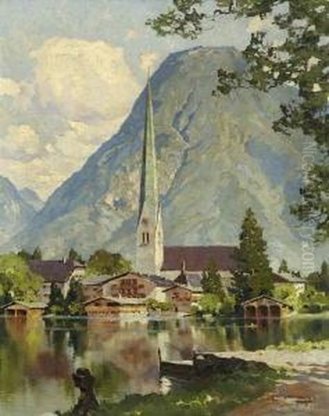 Blick Auf Egern Am
 Tegernsee. Oil Painting by Hans Maurus