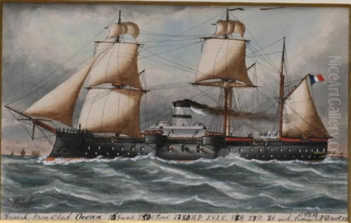 French Iron Clad Ocean Oil Painting by James Scott Maxwell