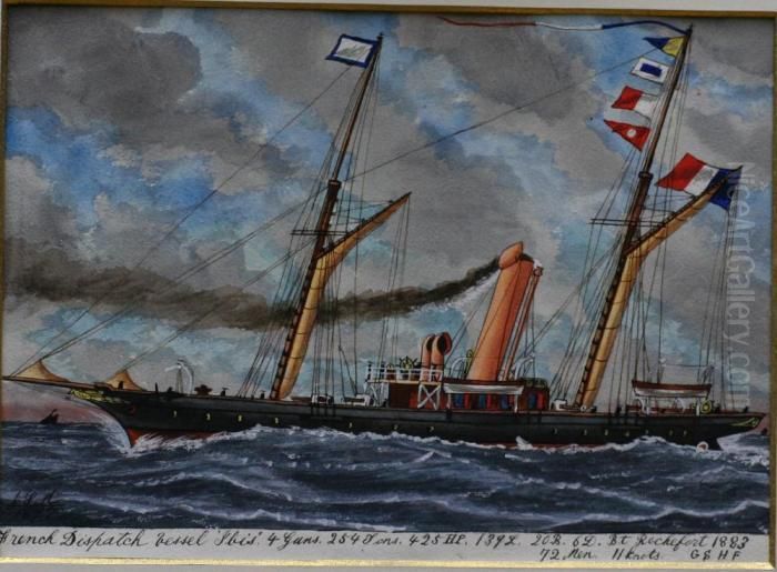 French Dispatch Vessel Ibis (rochefort 1883) Oil Painting by James Scott Maxwell