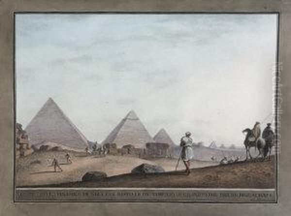 La Terza Piramide Di Giza Con La
 Seconda In Piu Basso Piano, E Le Tre Piccole, Che Due Variano Di Forma Oil Painting by Luigi Mayer