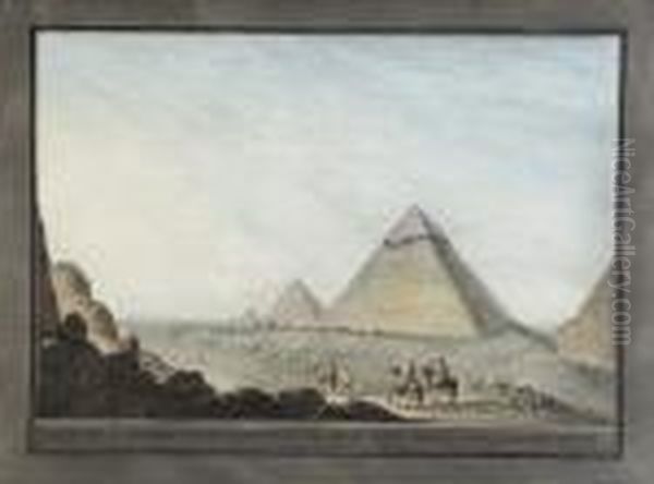 Veduta Della Seconda, E Terza 
Piramide Di Giza, Presa Tra La Prima, E Le Piccole Dirimpetto Oil Painting by Luigi Mayer