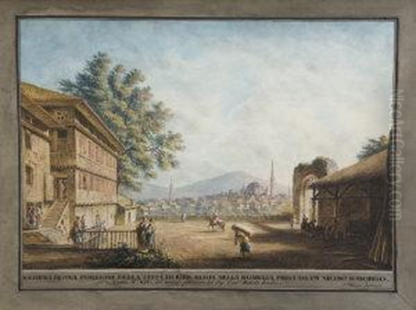 Veduta Di Una Porzione Della 
Citta Di Kirk Klisia Nella Romelia Presa Da Un Vicino Soborogo Oil Painting by Luigi Mayer