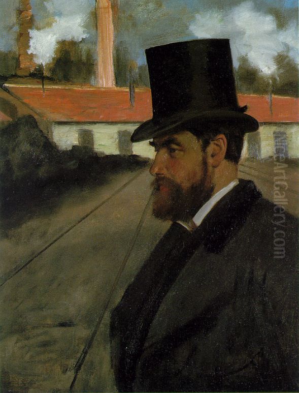 Henri Rouart in front of His Factory Oil Painting by Edgar Degas