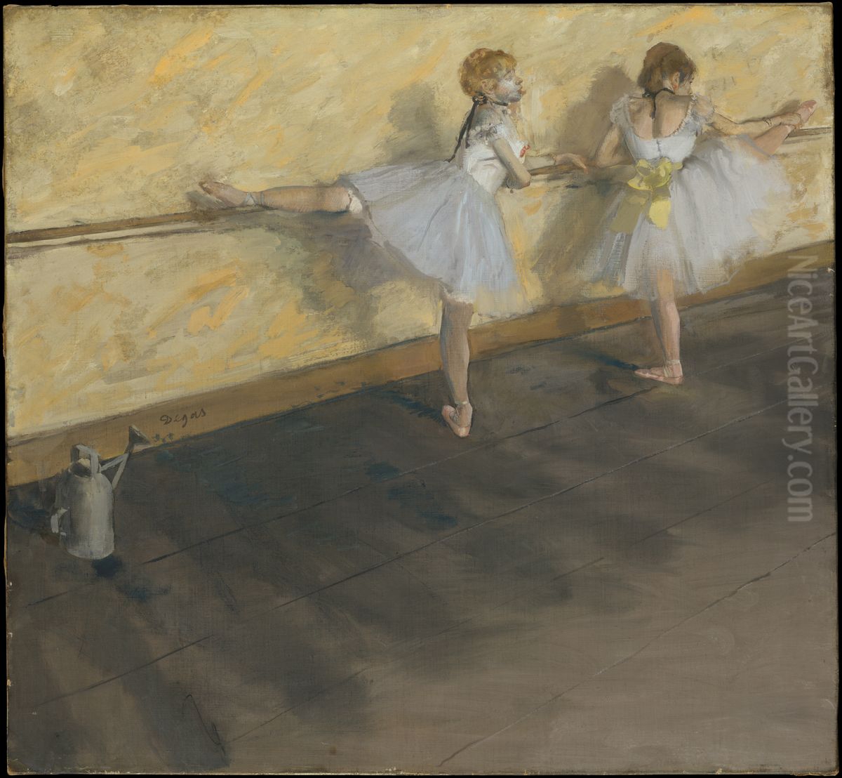 Dancers Practicing at the Barre Oil Painting by Edgar Degas