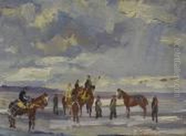 Reiter Am Strand Oil Painting by Max Mayrshofer