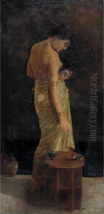 Shilpi Signed 'h. Mazumdar' Lower Right Oil On Canvas Oil Painting by Hemendranath Mazumdar