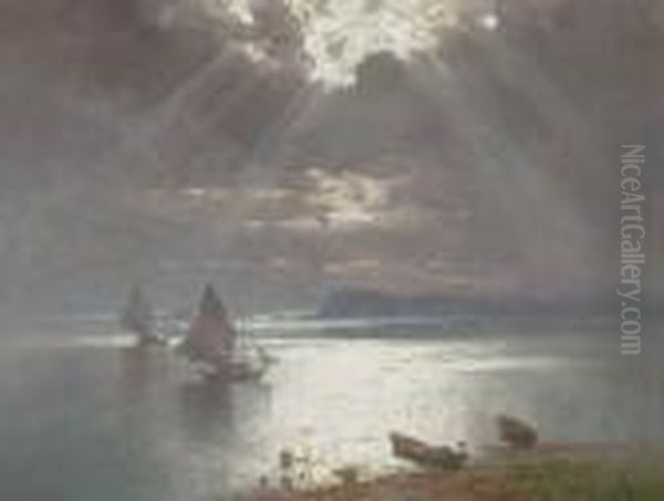 Barche Sul Lago Oil Painting by Emo Mazzetti