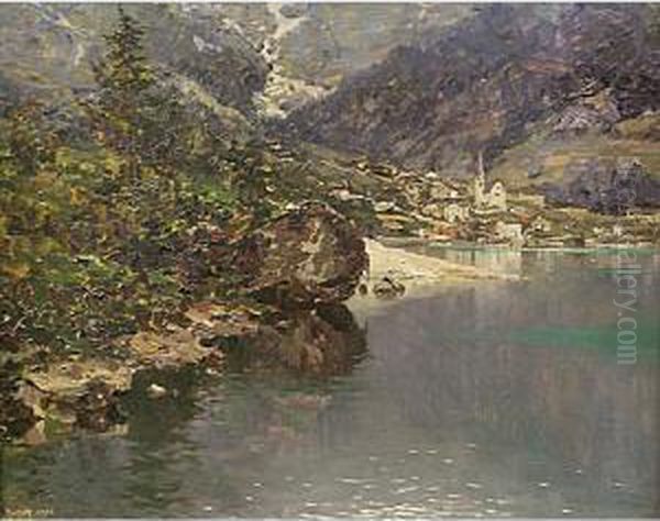 Paesino Sul Lago Oil Painting by Emo Mazzetti