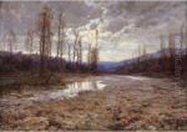 Tramonto Sul Fiume Oil Painting by Emo Mazzetti