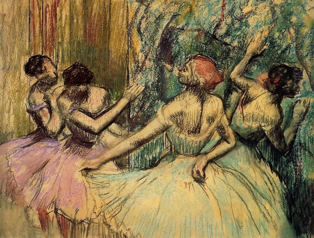 Dancers in the Wings Oil Painting by Edgar Degas