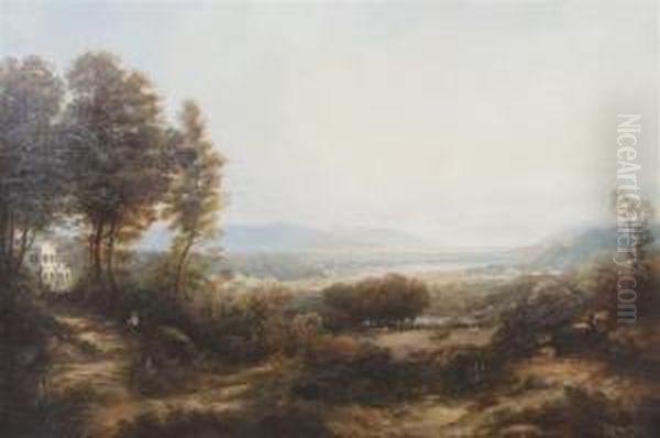 Valley Landscape With House And Figure Oil Painting by George Herbert McCord