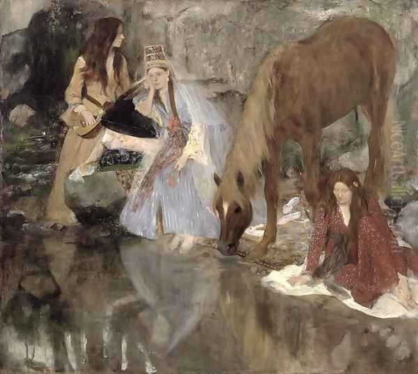 Mademoiselle Fiocre in the ballet 'La Source' Oil Painting by Edgar Degas