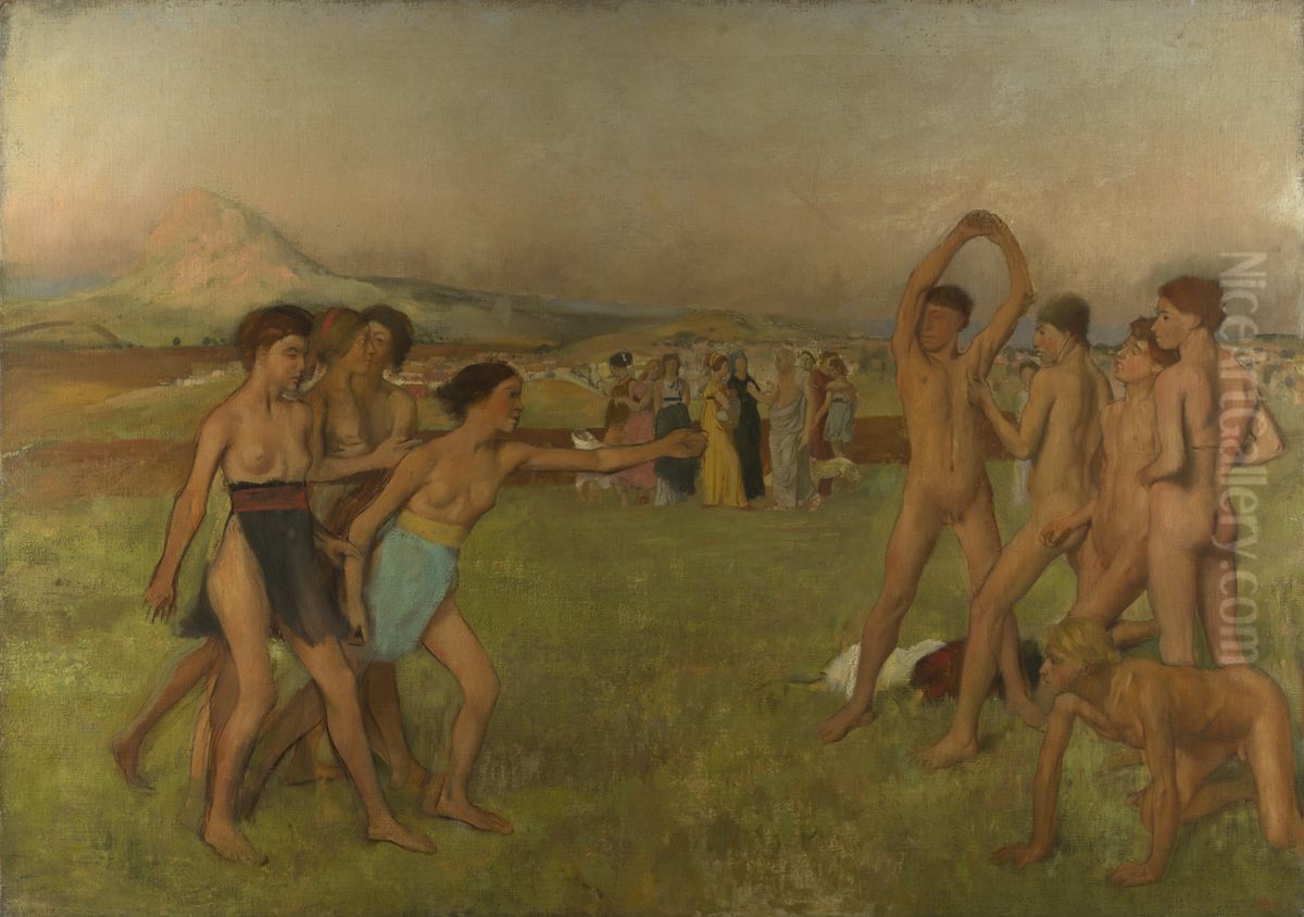 Young Spartans Exercising Oil Painting by Edgar Degas
