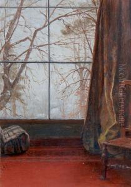 Winter View Oil Painting by Jervis McEntee