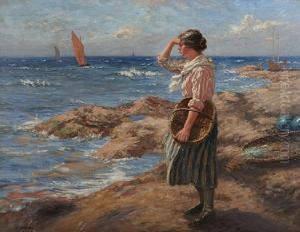 Waiting For The Fleet, East Neuk Oil Painting by John Mcghie