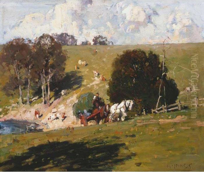 Landscape With Hay Wagon Oil Painting by William Beckwith Mcinnes