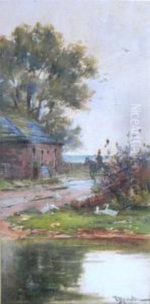 Approaching A Quiet Cottage Oil Painting by James MacMaster