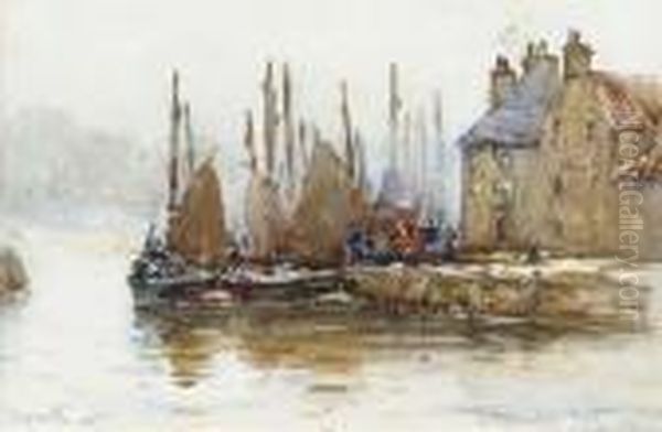 Unloading At The Quayside Oil Painting by James MacMaster