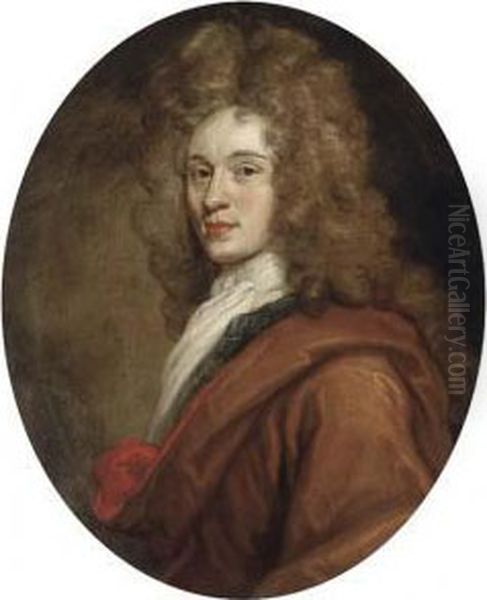 Portrait Of James Graham 
(1682-1742), 1st Duke Of Montrose,half-length, In A Brown Cloak And 
White Cravat Oil Painting by Sir John Baptist de Medina
