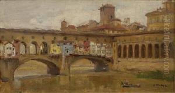 Untitled - Italian Bridge Scene Oil Painting by Dora Meeson