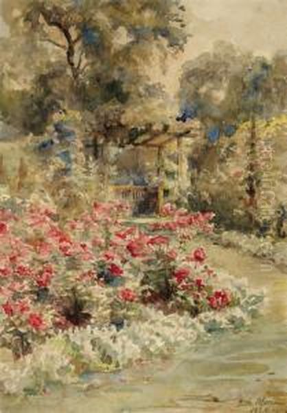 Garden Flower Bed Oil Painting by Dora Meeson