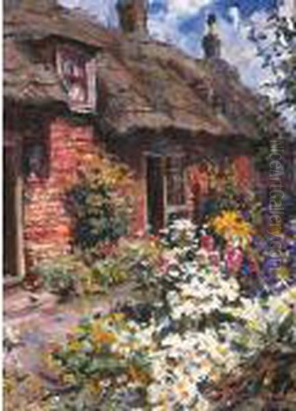 Thatched Tudor Cottage, Kent Oil Painting by Dora Meeson