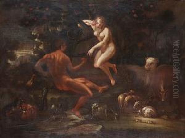 Adam And Eve Oil Painting by Lieven Mehus