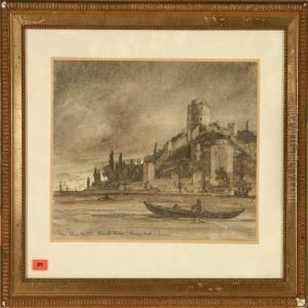 Two Coastal Scenes Oil Painting by Anton Melbye