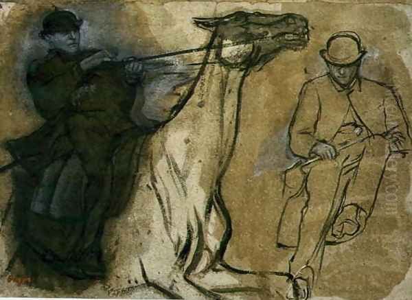 Two studies of riders Oil Painting by Edgar Degas