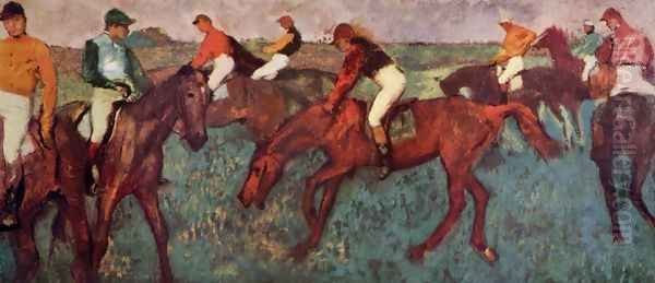 Jockeys training Oil Painting by Edgar Degas