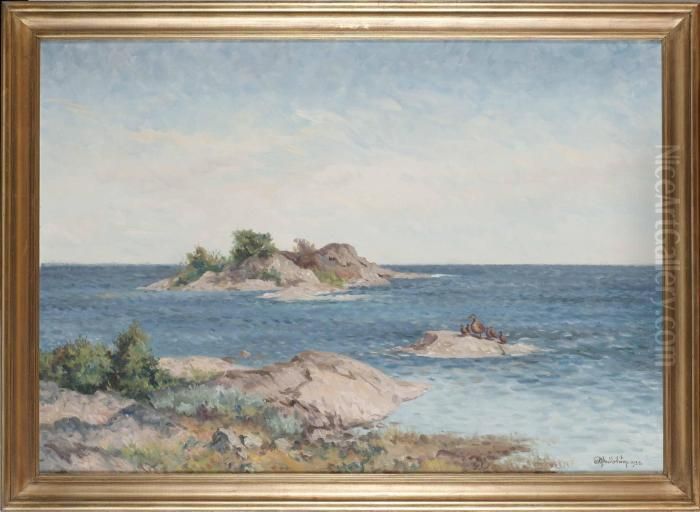 Sjofaglar Oil Painting by Rolf Mellstrom