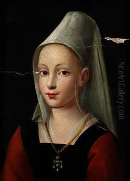 Flicka Med Parlhalsband Oil Painting by (manner of) Memling, Hans