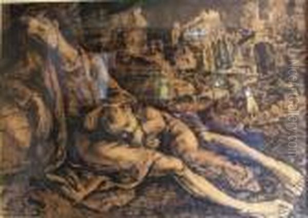 Hommage Aux Combattants Martyrs Du Ghetto De Varsovie Oil Painting by Maurice Mendjisky