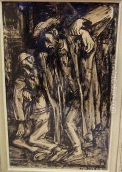 Hommage Aux Combattants Martyrs Du Ghetto De Varsovie Oil Painting by Maurice Mendjisky