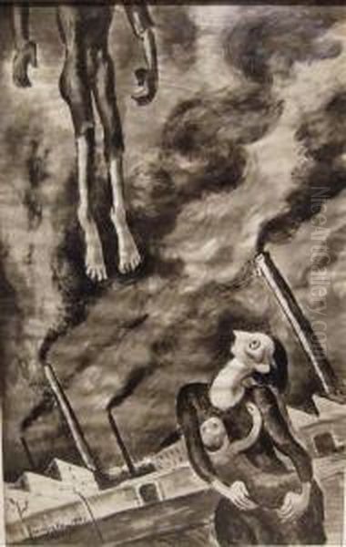 Hommage Aux Combattants Martyrs 
Du Ghetto De Varsovie Dessin D'une Suite De 23 Dessins Originaux Oil Painting by Maurice Mendjisky