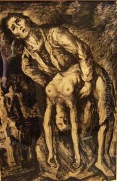 Hommage Aux Combattants Martyrs 
Du Ghetto De Varsovie Dessin D'une Suite De 23 Dessins Originaux Oil Painting by Maurice Mendjisky