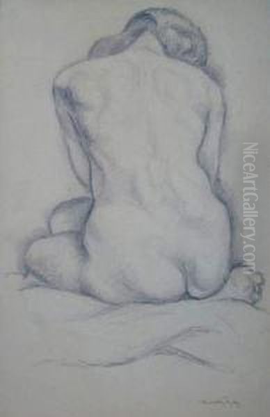 Femme Nue De Dos. Oil Painting by Maurice Mendjisky
