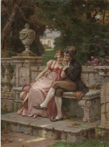 The Kiss Oil Painting by Wilhelm Menzler Casel