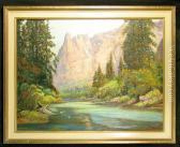 A Peaceful Day At Yosemite Oil Painting by James Arthur Merriam