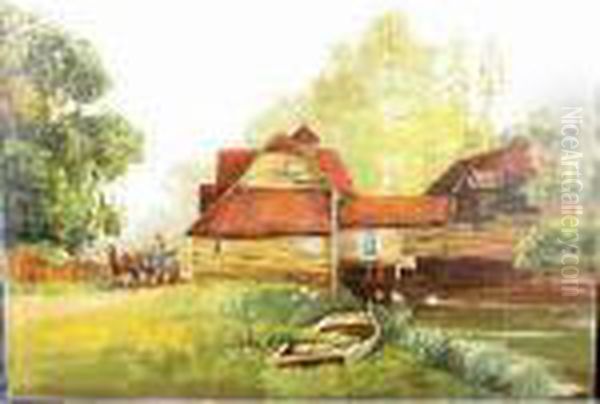 A View Of A Farm Oil Painting by James Arthur Merriam