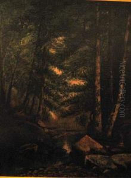 Wissahickon Creek, The Devil's Pool Oil Painting by Anna Lea Merritt