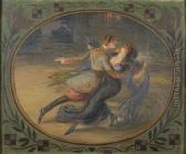 Couple De Danseurs. Oil Painting by Lucien Metivet