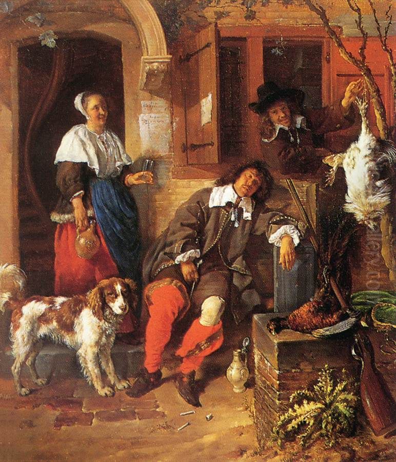 The Sleeping Sportsman Oil Painting by Gabriel Metsu