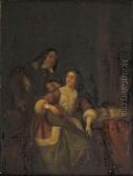 La Joueuse De Luth Oil Painting by Gabriel Metsu