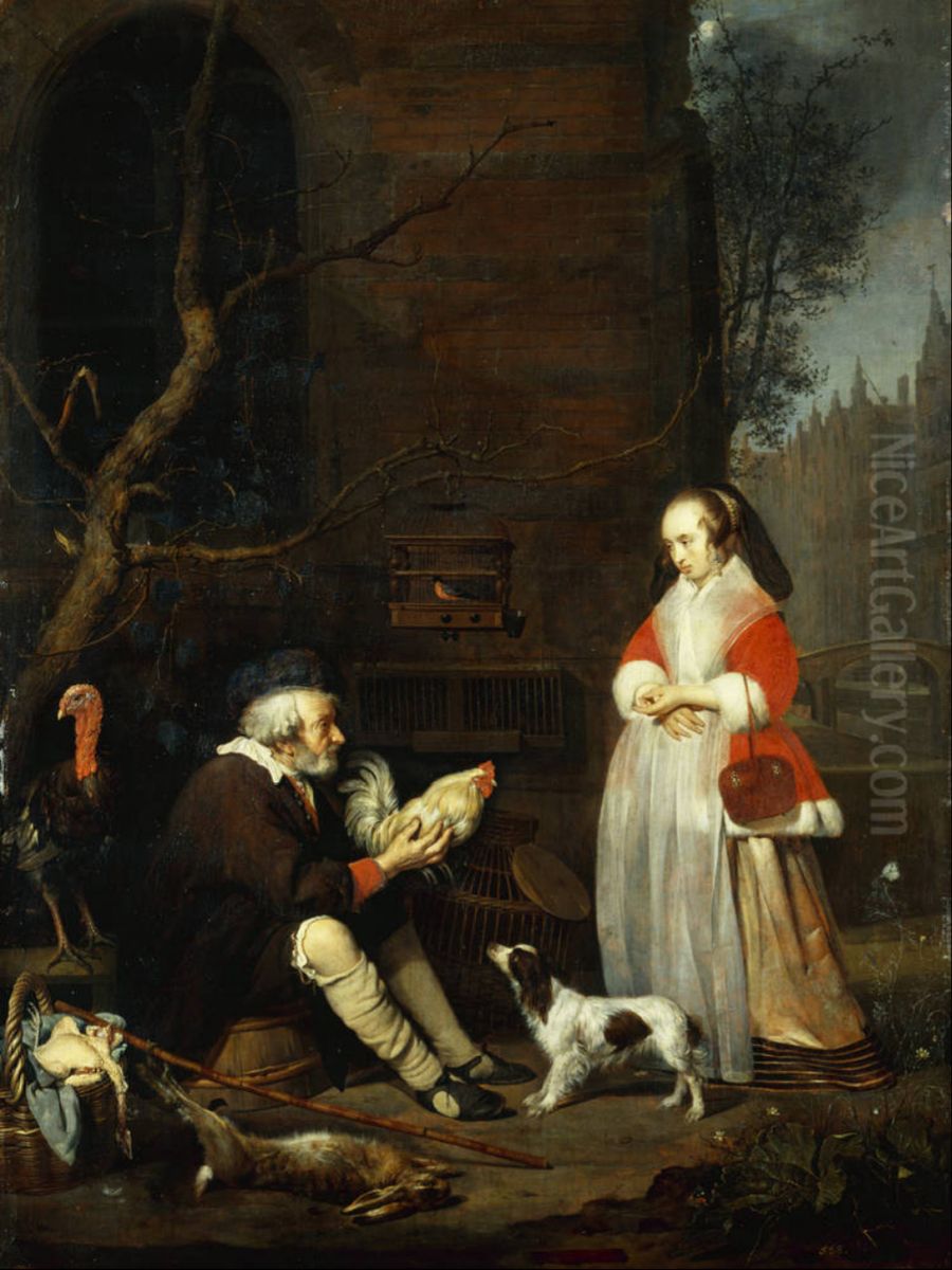 Der Geflugelverkaufer Oil Painting by Gabriel Metsu