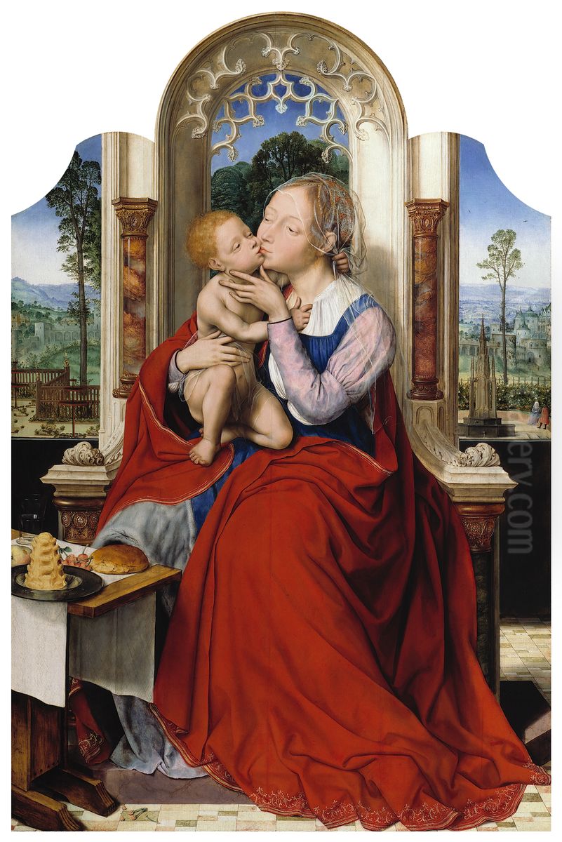 The Virgin And Child Enthroned Oil Painting by Quinten Metsys